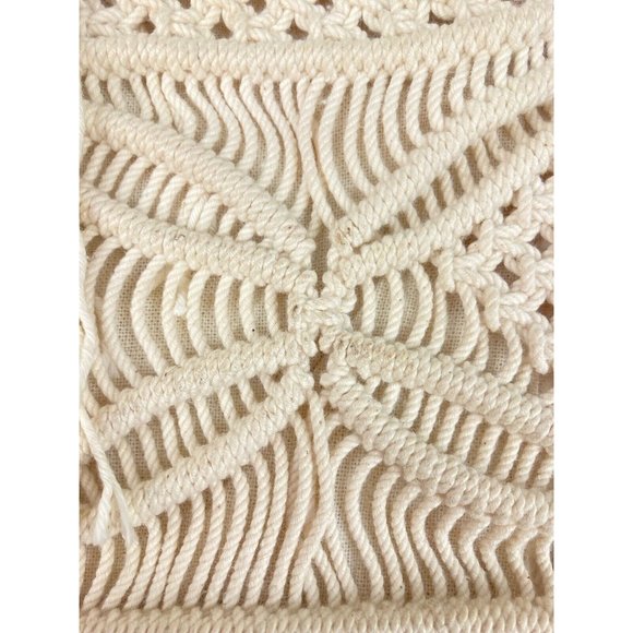 *Boho Small Macrame Purse Double Wood Handles Button Closure Lined - Picture 2 of 6